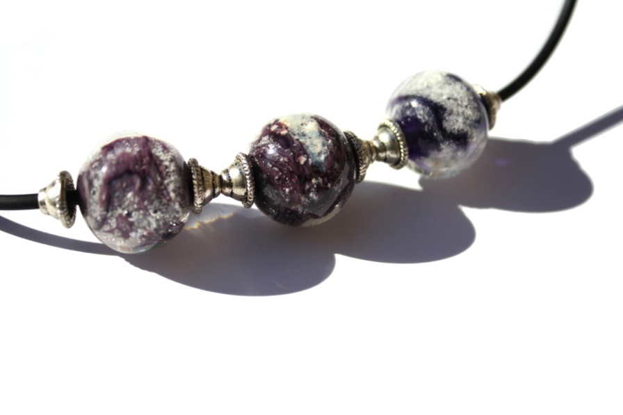 Ketting Paars blauw op rubber